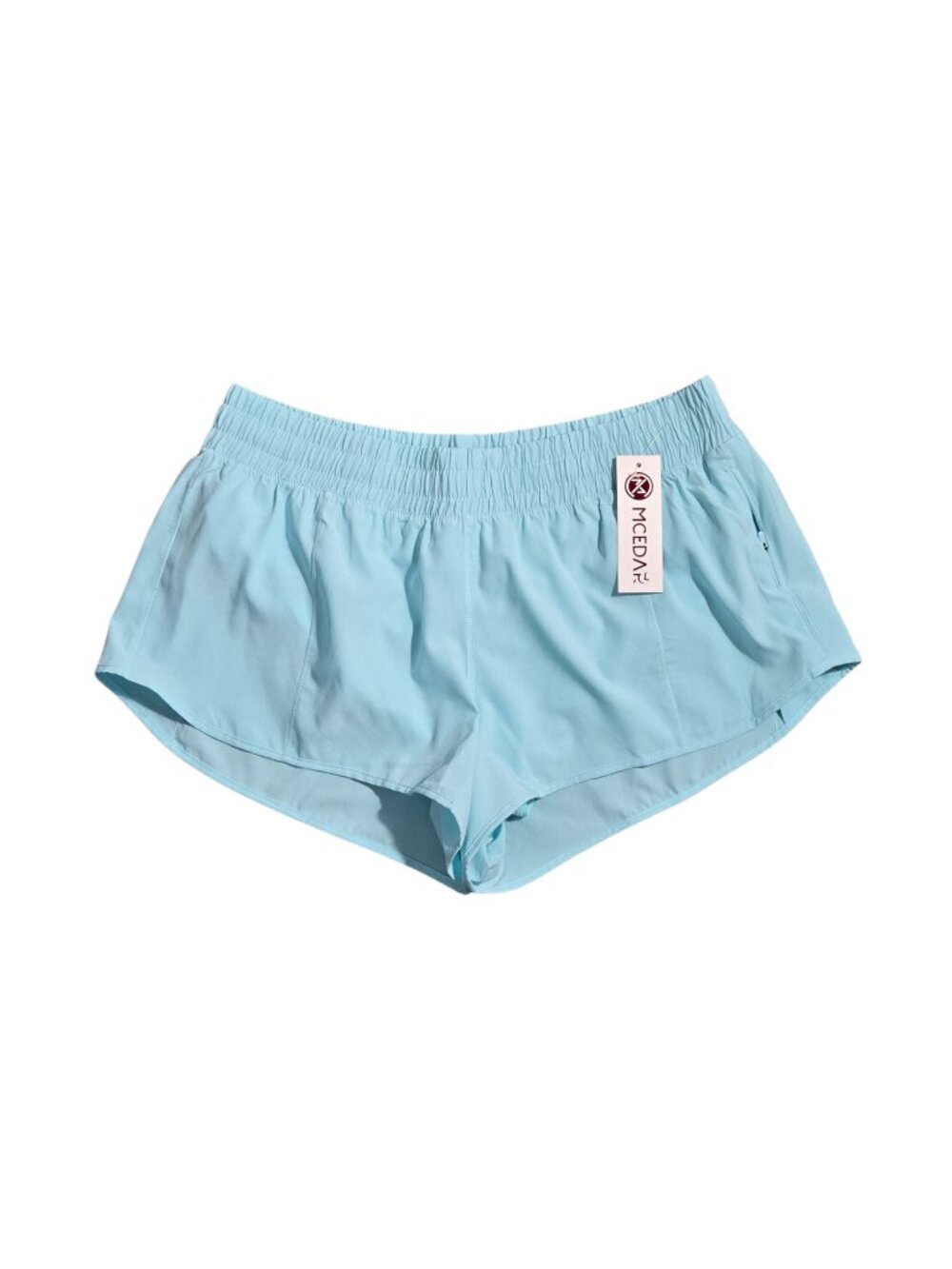 NWT | MCEDAR Light Blue High-Rise Running Shorts | Zipper Pocket | L